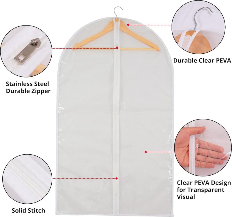 MS KITCHEN Clear Garment Bags For Hanging Clothes, 36" Women Suit Bags, Plastic Garment Bags for Closet Storage, Suit Cover Bags with Zipper for Short Coats, Jackets, Shirts 24"x36"/ 12 Pack - Image 4